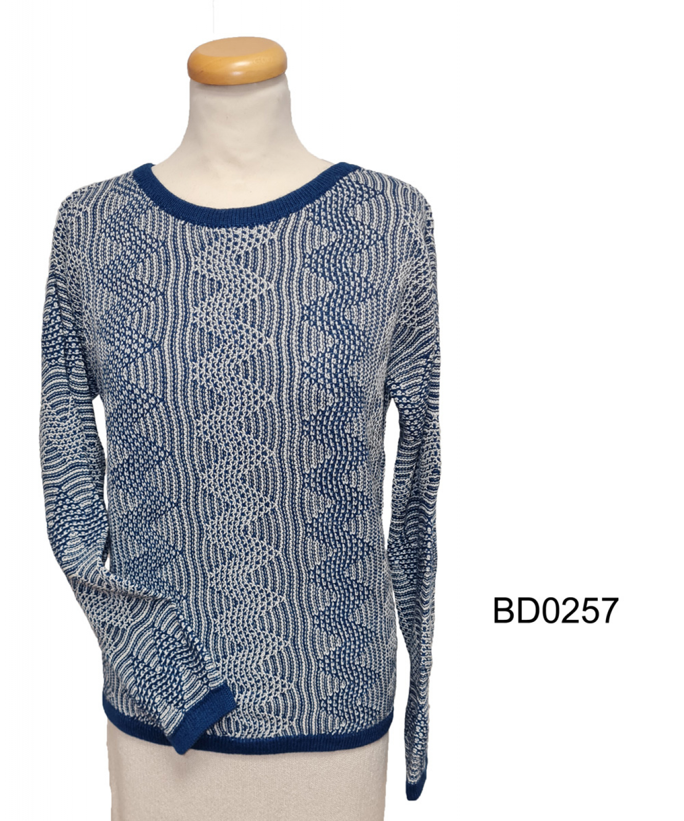 Women's Alpaca Round Neck Sweater "Aritha"-blue